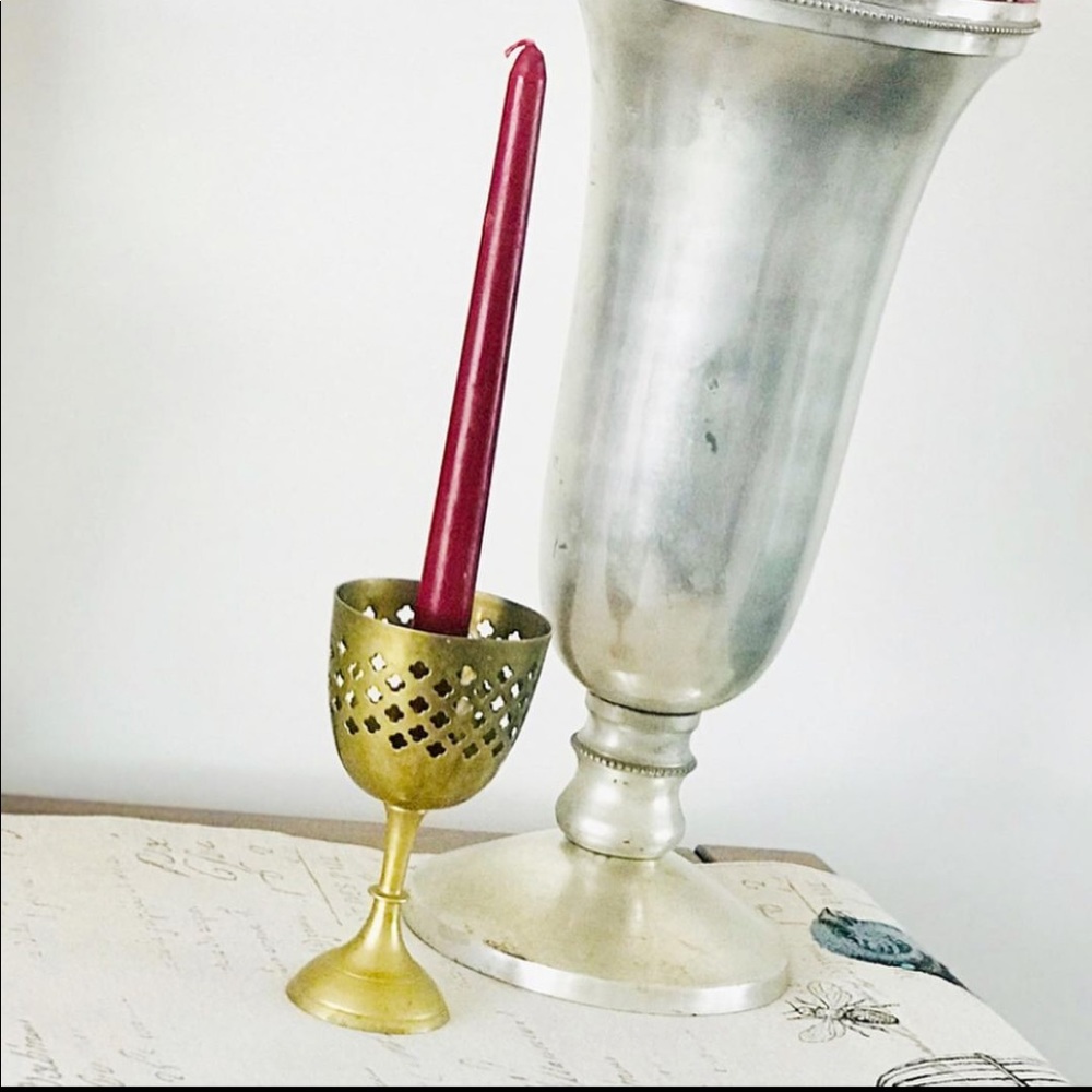 Vintage brass goblet candle holder